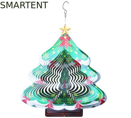 Comprar Carillones de viento giratorios del árbol de navidad del hilandero 3D del viento del metal de la anchura los 27cm Fabricación en línea