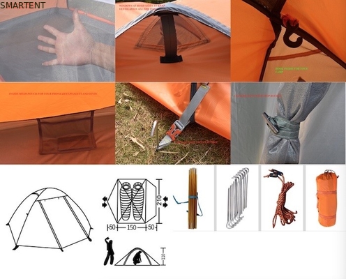 Fácil de montar tiendas de campamento al aire libre 210*180*130CM Naranja 190T Poliéster PU2000MM Tienda de palo de aluminio proveedor