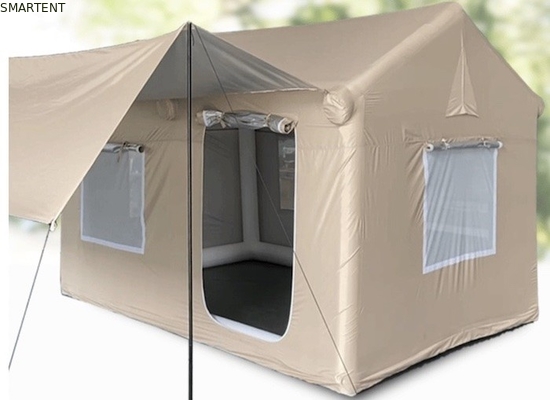 Tiendas de campamento al aire libre 410*270*200CM impermeable Tienda inflada de algodón beige para 3-4 personas estilo cabaña forestal ligera y duradera para aventuras al aire libre proveedor