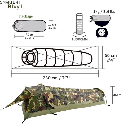 230*60*35CM Tiendas de campamento al aire libre Tienda de túnel camuflado portátil para 1-2 personas Impermeable y fácil de transportar proveedor