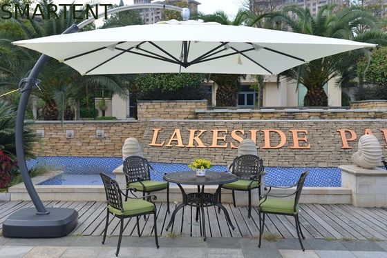 Comprar Parasol blanco los 350cm los x 350cm del jardín del paraguas cuadrado resistente del patio del viento Fabricación en línea