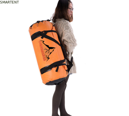 Bolsas de viaje impermeables de color naranja de 60L 600D bolsas deportivas con bolso de bolsillo proveedor