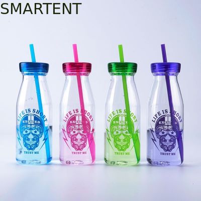 Comprar Botellas de agua plásticas promocionales 450ML del entrenamiento de la botella de la bebida de la moda con Straw Milk Flask Fabricación en línea