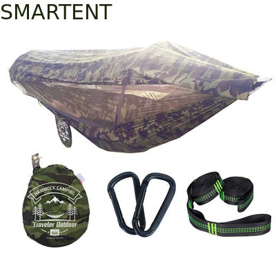 Comprar Camuflaje a prueba de mosquitos portátil y ligero para exteriores 70D Ripstop Camping de nylon hamaca 270 * 140CM Fabricación en línea