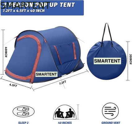 7.2FT*4.5FT*40Inch fácil de configurar para 2 personas azul impermeable poliéster pop up tienda de campamento con ventanas de malla ventilada proveedor