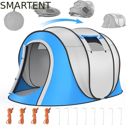 102 * 75 * 39 pulgadas de capa única de plata de apoyo poliéster 210T impermeable Pop Up tienda de campamento para 2-4 personas con ventanas de malla proveedor