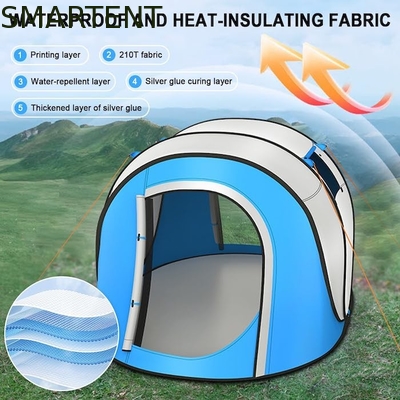102 * 75 * 39 pulgadas de capa única de plata de apoyo poliéster 210T impermeable Pop Up tienda de campamento para 2-4 personas con ventanas de malla proveedor