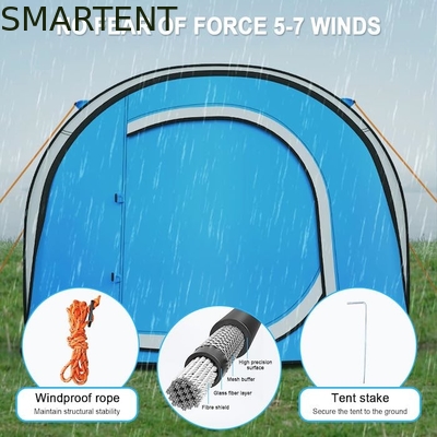 102 * 75 * 39 pulgadas de capa única de plata de apoyo poliéster 210T impermeable Pop Up tienda de campamento para 2-4 personas con ventanas de malla proveedor
