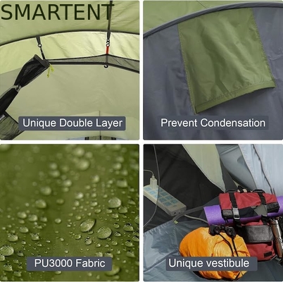 Tienda de campamento de 4 a 6 personas con puertas dobles y ventanas de malla de ventilación proveedor
