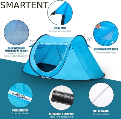 86.6*37.4*47.2 pulgadas Blue Pop Up Camping Tent con ventanilla de malla de capacidad para 2 personas Diseño a prueba de agua proveedor