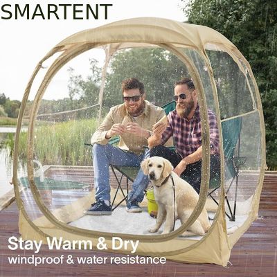 Comprar 160*160*160CM Tienda de campamento exterior transparente con marco de acero fuerte Protección UV Poliéster Fabricación en línea