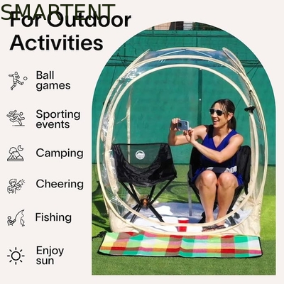 50*50*62'' pulgadas de PVC exterior transparente impermeable de una sola capa de fibra de vidrio marco pop up tienda de deportes con protección UV proveedor