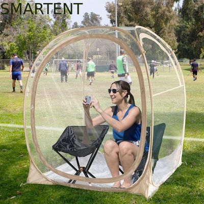Comprar 50*50*62'' pulgadas de PVC exterior transparente impermeable de una sola capa de fibra de vidrio marco pop up tienda de deportes con protección UV Fabricación en línea