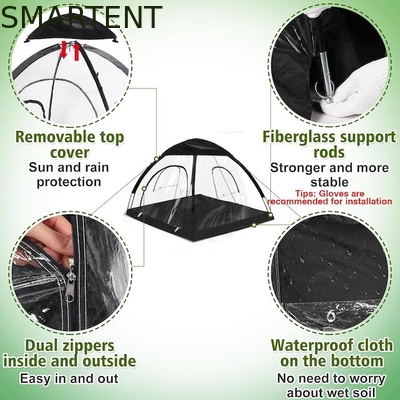 71*71*65'Inch 4 personas TPU transparente marco de fibra de vidrio rápida configuración impermeable protección UV tienda de deportes pop up proveedor