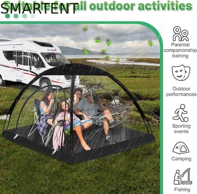 71*71*65'Inch 4 personas TPU transparente marco de fibra de vidrio rápida configuración impermeable protección UV tienda de deportes pop up proveedor