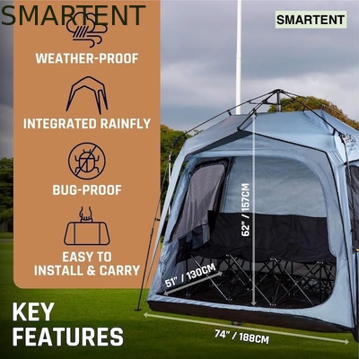 157*130*188CM 4 personas Automático de Fibra de Vidrio Marco Gris Poliéster Pop Up Tienda deportiva impermeable de una sola capa fácil de establecer proveedor