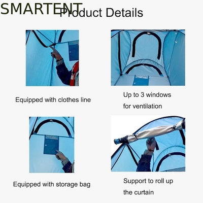 150*150*190CM impermeable azul 210T plateado poliéster UV protegida tienda de privacidad pop up con ventanas laterales ventiladas proveedor