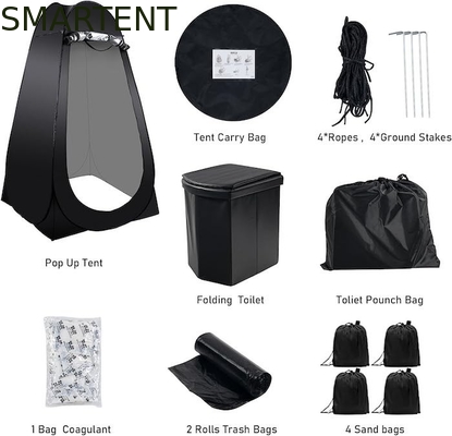 47.2*47.2*74.8 pulgadas Negro Plata Revestida de Poliéster Pop Up Tienda de Privacidad con Protección UV Para Eventos de Camping Beach proveedor