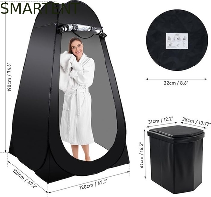 47.2*47.2*74.8 pulgadas Negro Plata Revestida de Poliéster Pop Up Tienda de Privacidad con Protección UV Para Eventos de Camping Beach proveedor