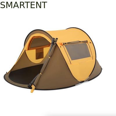 Comprar 96*59*41 pulgadas de poliéster amarillo 4 temporadas tienda de campamento con ventanas de malla y diseño impermeable para 2 personas Fabricación en línea