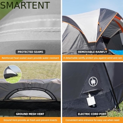 410*210*140CM Grey Polyester 6-Season Pop Up Camping Tent con suelo impermeable / ventanas de malla proveedor