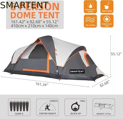 410*210*140CM Grey Polyester 6-Season Pop Up Camping Tent con suelo impermeable / ventanas de malla proveedor