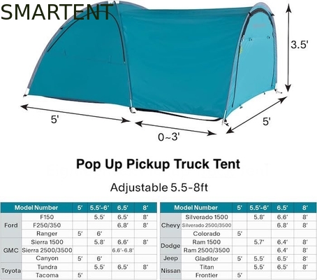 2.44*1.52*1.07M 4 Temporadas Automática Verde Impermeable PU2000MM Revestida de Poliéster 2 Personas Pop Up Pickup Camping Tent proveedor