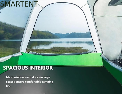 3*3*2.3M 4-6 Personas Verde impermeable PU3000MM Revestido de poliéster de fibra de vidrio palo SUV portátil pickup tienda de campamento proveedor