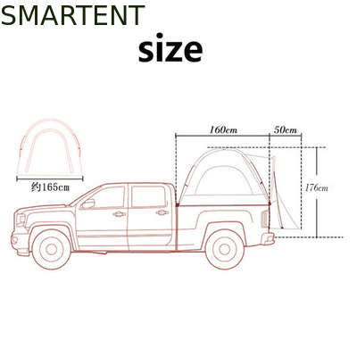 (165+50) * 165*176CM 1 persona Color azul impermeable Poliéster recubierto de plata 210D Automático Pop UP Truck Tail Tent proveedor