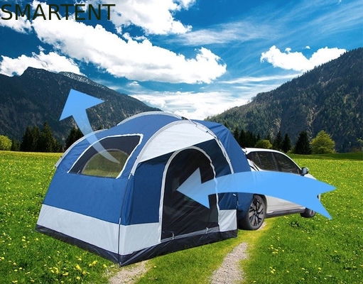 250*250*200CM PU2000MM Revestido de poliéster 210D 2 puertas SUV tienda de campamento con postes de fibra de vidrio y ventanas de malla proveedor