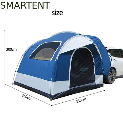 250*250*200CM PU2000MM Revestido de poliéster 210D 2 puertas SUV tienda de campamento con postes de fibra de vidrio y ventanas de malla proveedor