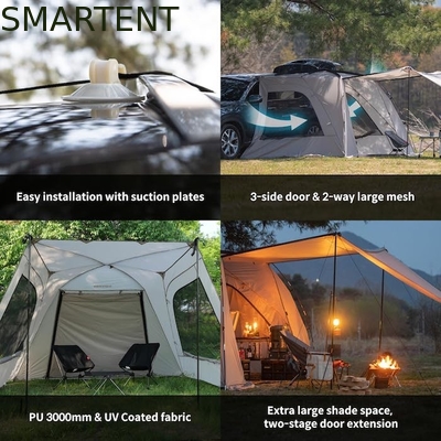 2.49*3.20*1.91M Carro portátil gris carpa de acampada impermeable PU3000MM Tejido de poliéster recubierto para aventura al aire libre proveedor