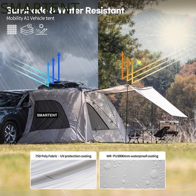 2.49*3.20*1.91M Carro portátil gris carpa de acampada impermeable PU3000MM Tejido de poliéster recubierto para aventura al aire libre proveedor