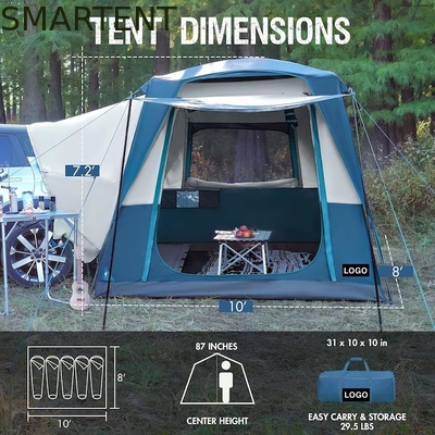 3.05*2.44*2.21M Personalizable 4 Temporada Color Azul Impermeable PU2000MM Revestida con poliéster Car Mobile Camping Tent proveedor
