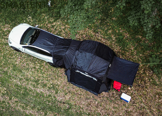 Tienda de campamento de fibra de vidrio de poliéster de color negro impermeable a la lluvia para el modelo Y fácil de instalar y mejor ventilación proveedor