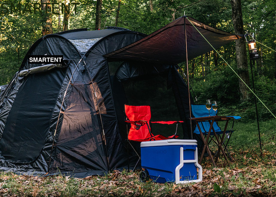 Tienda de campamento de fibra de vidrio de poliéster de color negro impermeable a la lluvia para el modelo Y fácil de instalar y mejor ventilación proveedor