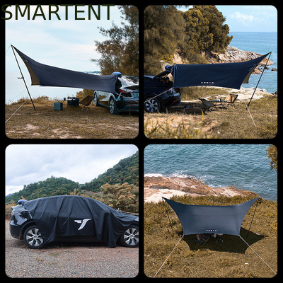 530*390CM Negro 420D Ripstop Poliéster Tesla Camping Tenda de auto ligero Canopy de la lluvia Pared lateral para el modelo Y&amp;3 proveedor