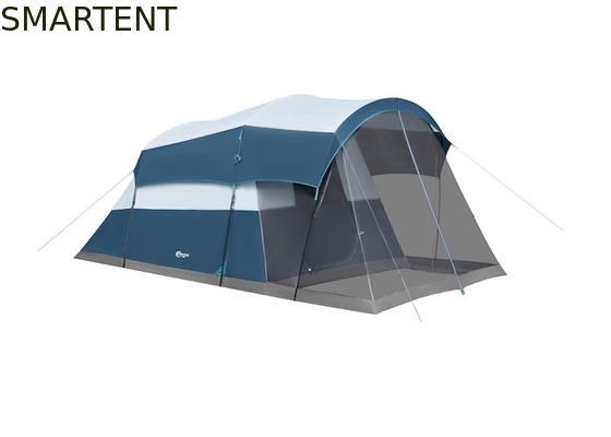 6.1*2.44*1.93M Exterior de doble color azul gris impermeable recubierto de poliéster tienda de campamento familiar grande adecuado para 6-8 personas proveedor