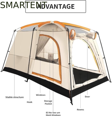 4-persona 3.3*2.1*1.85M al aire libre todo tiempo Khaki impermeable recubierto de poliéster 2-House Design tienda de campamento proveedor