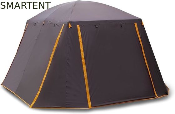 Comprar 6 Personas Espacioso Color marrón impermeable Revestido de poliéster al aire libre Gran familia Camping Casas de tienda de campaña con postes de fibra de vidrio Fabricación en línea