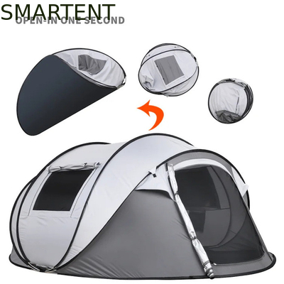 280*200*130CM Gris PU2000MM impermeable recubierto de poliéster 190T 4 Temporada Pop Up Barco de la tienda de campaña con ventanas de malla para acampar proveedor