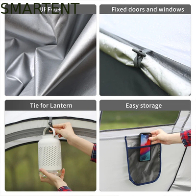 280*200*130CM Gris PU2000MM impermeable recubierto de poliéster 190T 4 Temporada Pop Up Barco de la tienda de campaña con ventanas de malla para acampar proveedor