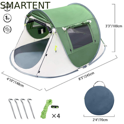 2 personas 245*148*100CM Poliéster verde impermeable para acampar al aire libre Espacioso pabellón de barco con ventilación de malla proveedor