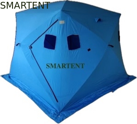 147X147X165CM Negro Tienda de trabajo al aire libre de fibra de vidrio impermeable Revestido de poliéster 150D Un hombre Flip Over Ice Shelter proveedor