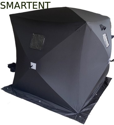 147X147X165CM Negro Tienda de trabajo al aire libre de fibra de vidrio impermeable Revestido de poliéster 150D Un hombre Flip Over Ice Shelter proveedor