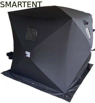 Comprar 147X147X165CM Negro Tienda de trabajo al aire libre de fibra de vidrio impermeable Revestido de poliéster 150D Un hombre Flip Over Ice Shelter Fabricación en línea
