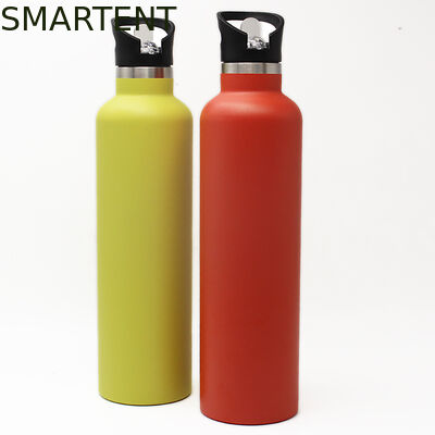 Comprar Pintura personalizada de múltiples capacidades de color amarillo 304 de acero inoxidable de estilo estadounidense para exteriores Botellas de agua aisladas de entrenamiento con mango de transporte Fabricación en línea