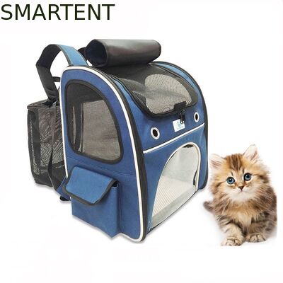 Comprar Mochila de viaje expandible para mascotas, de poliéster Oxford azul lavable, duradera, no tóxica, ideal para dueños de mascotas en interiores y exteriores que necesitan equipo de viaje seguro y fácil de limpiar. Fabricación en línea