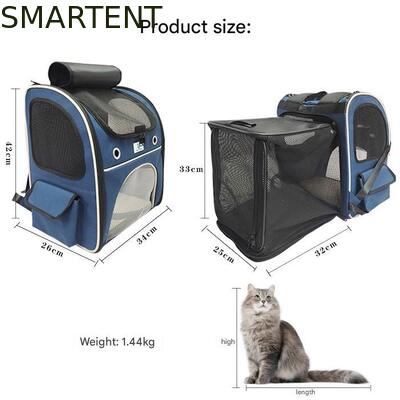 Washable Blue Polyester Oxford Expandable Pet Rucksack Travel Bag Durable Non Toxic Ideal For Indoor Outdoor Pet Owners Needing Safe And Easy To Clean Travel Gear proveedor