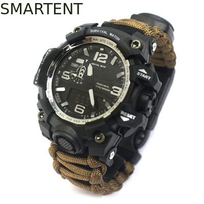 Comprar Pulsera de nylon de Paracord de Brown de la emergencia de la supervivencia del reloj al aire libre de la pulsera Fabricación en línea